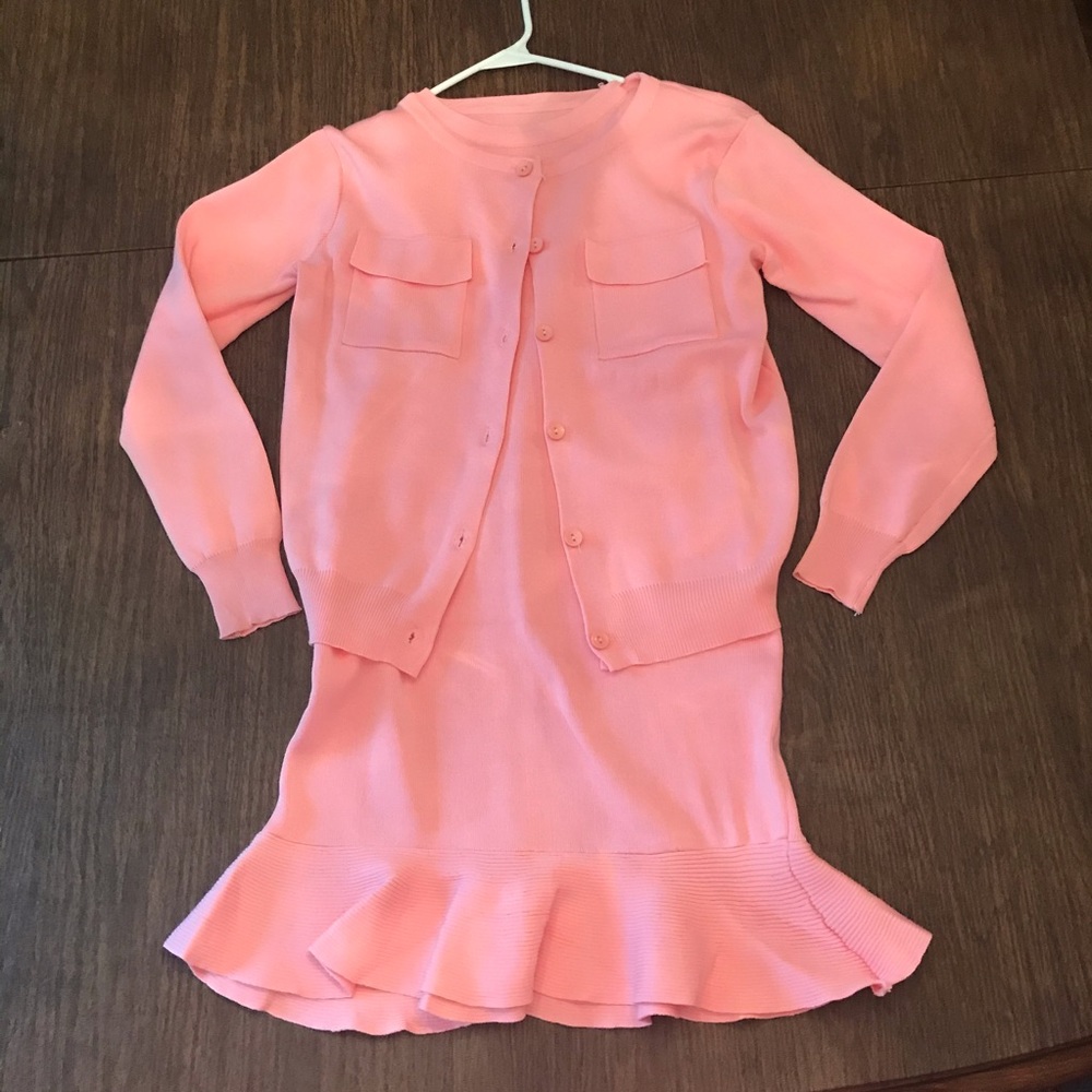 Cute Girly Pink Dress and Cardigan Set Never Worn